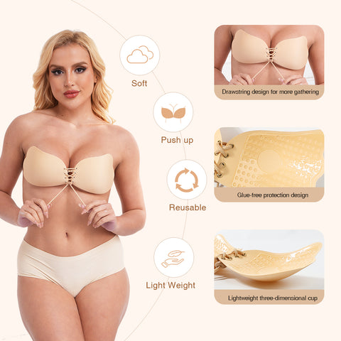 Strapless Silicone Butterfly Bra With Drawstrings