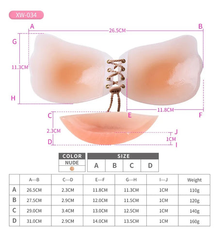 Silicone Adhesive Push Up Bra With Drawstrings