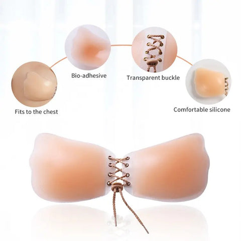 Silicone Adhesive Push Up Bra With Drawstrings